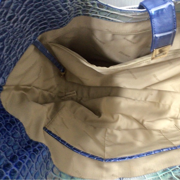 Large Blue Leather Brahmin Carla Tote  (Like New) - Picture 3 of 12
